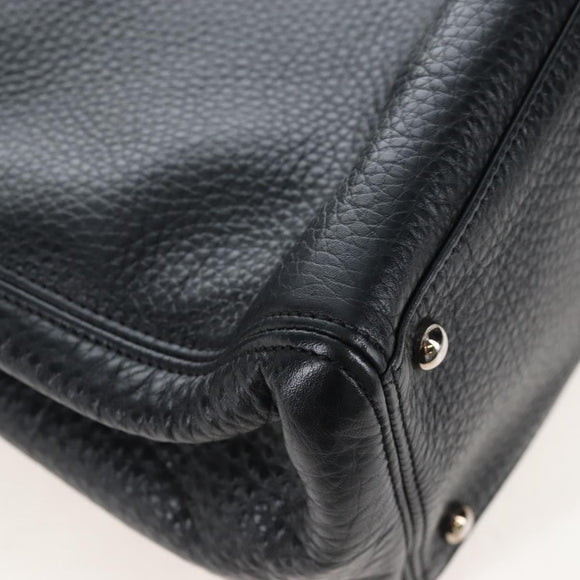CHANEL Executive Tote Bag Leather 2way Black Silver CC Auth BA15992SAM