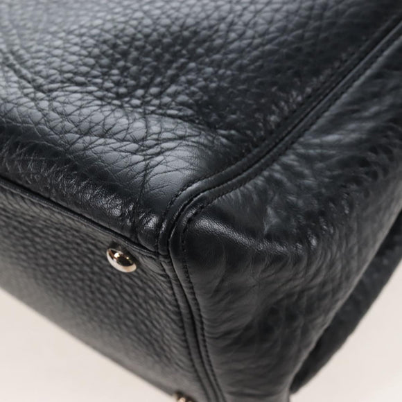 CHANEL Executive Tote Bag Leather 2way Black Silver CC Auth BA15992SAM