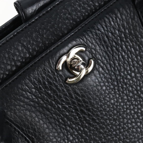 CHANEL Executive Tote Bag Leather 2way Black Silver CC Auth BA15992SAM