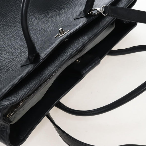 CHANEL Executive Tote Bag Leather 2way Black Silver CC Auth BA15992SAM