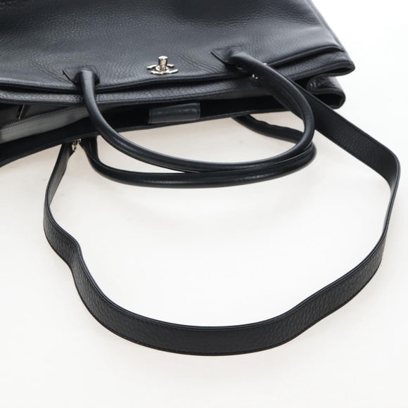 CHANEL Executive Tote Bag Leather 2way Black Silver CC Auth BA15992SAM