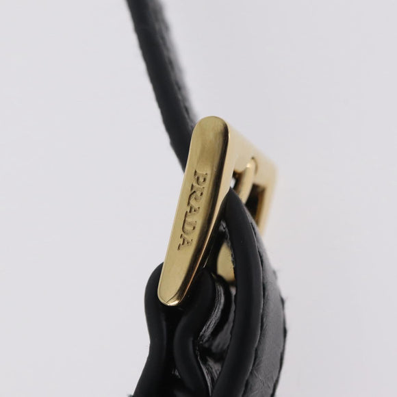 PRADA Hand Bag Leather 2way Black Gold Auth BA15993SAM