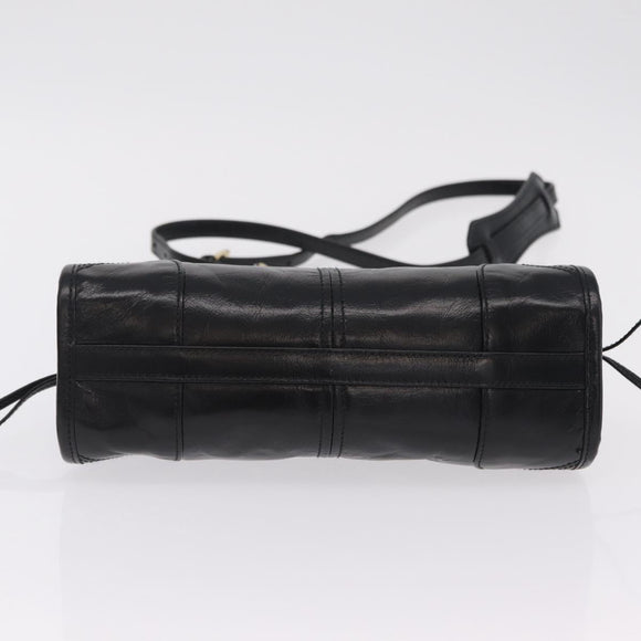 PRADA Hand Bag Leather 2way Black Gold Auth BA15993SAM