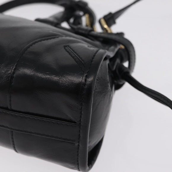 PRADA Hand Bag Leather 2way Black Gold Auth BA15993SAM