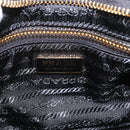 PRADA Hand Bag Leather 2way Black Gold Auth BA15993SAM-25