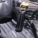 PRADA Hand Bag Leather 2way Black Gold Auth BA15993SAM-29