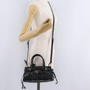 PRADA Hand Bag Leather 2way Black Gold Auth BA15993SAM-33