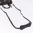 PRADA Hand Bag Leather 2way Black Gold Auth BA15993SAM-9