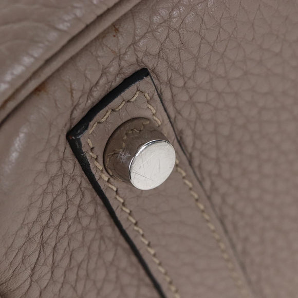 HERMES Birkin 30 Hand Bag Taurillon Leather Beige Silver Auth BA15994SM