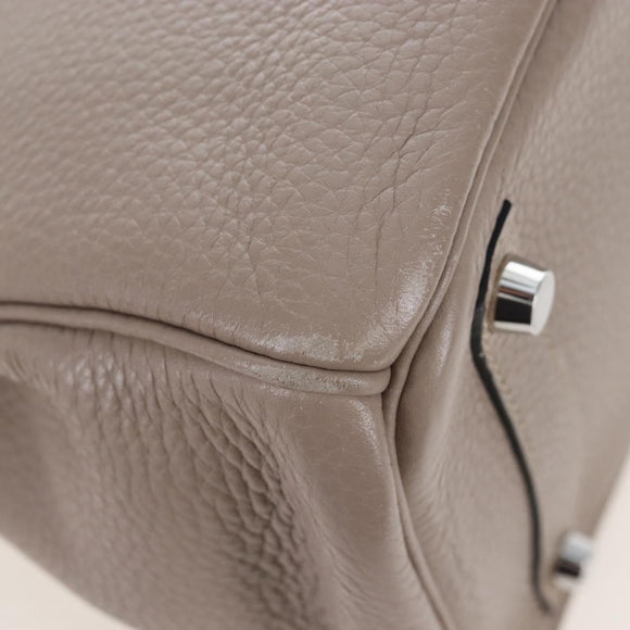 HERMES Birkin 30 Hand Bag Taurillon Leather Beige Silver Auth BA15994SM
