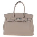 HERMES Birkin 30 Hand Bag Taurillon Leather Beige Silver Auth BA15994SM-2