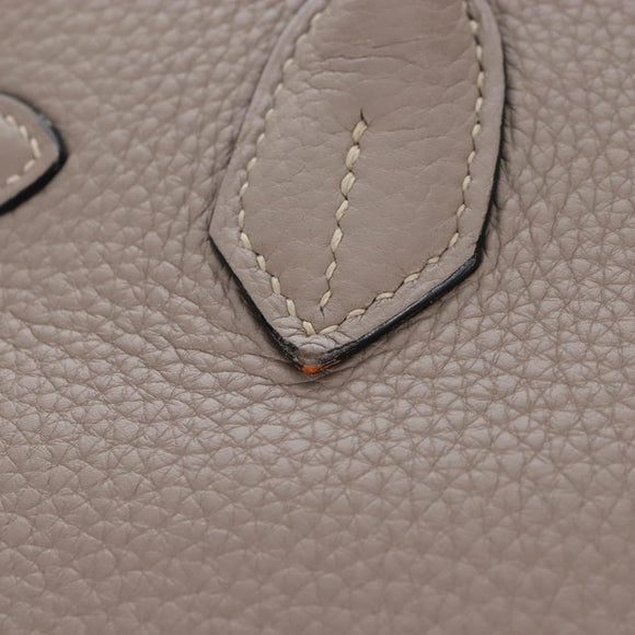 HERMES Birkin 30 Hand Bag Taurillon Leather Beige Silver Auth BA15994SM