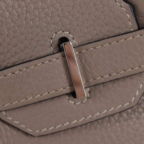 HERMES Birkin 30 Hand Bag Taurillon Leather Beige Silver Auth BA15994SM