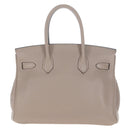 HERMES Birkin 30 Hand Bag Taurillon Leather Beige Silver Auth BA15994SM-3