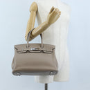 HERMES Birkin 30 Hand Bag Taurillon Leather Beige Silver Auth BA15994SM-40