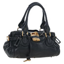 Chloe Paddington Hand Bag Leather Black Gold Silver Auth BA16003V-1