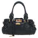 Chloe Paddington Hand Bag Leather Black Gold Silver Auth BA16003V-13