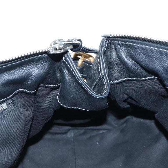 Chloe Paddington Hand Bag Leather Black Gold Silver Auth BA16003V