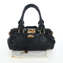 Chloe Paddington Hand Bag Leather Black Gold Silver Auth BA16003V-12