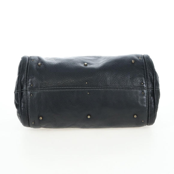 Chloe Paddington Hand Bag Leather Black Gold Silver Auth BA16003V
