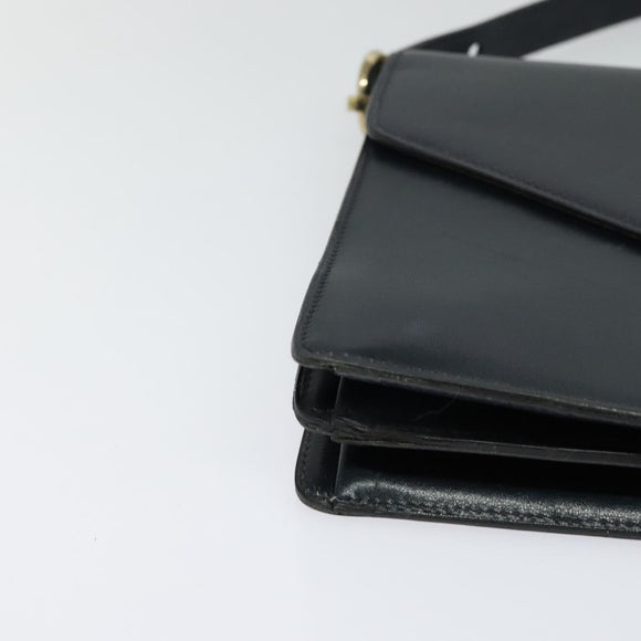 Christian Dior Shoulder Bag Leather Black Gold Auth BA1601