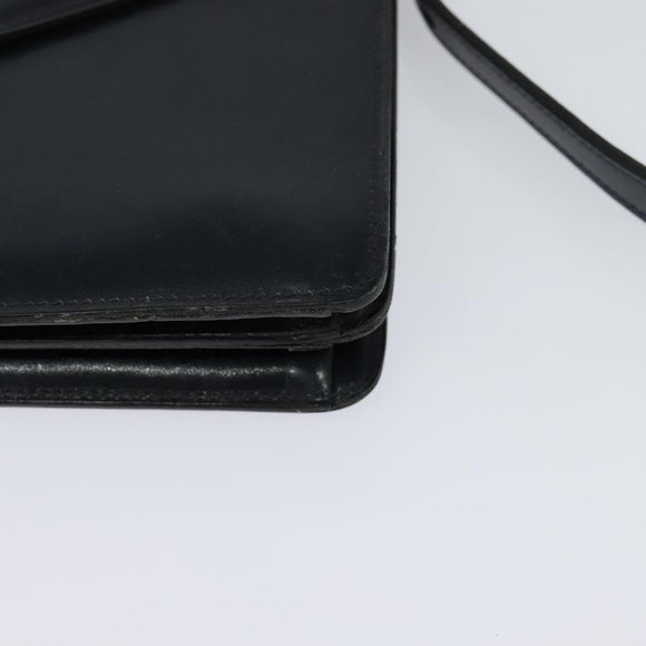 Christian Dior Shoulder Bag Leather Black Gold Auth BA1601