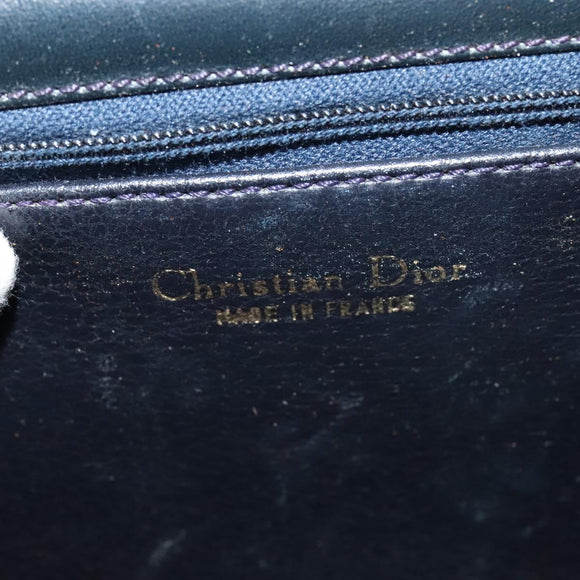 Christian Dior Shoulder Bag Leather Black Gold Auth BA1601