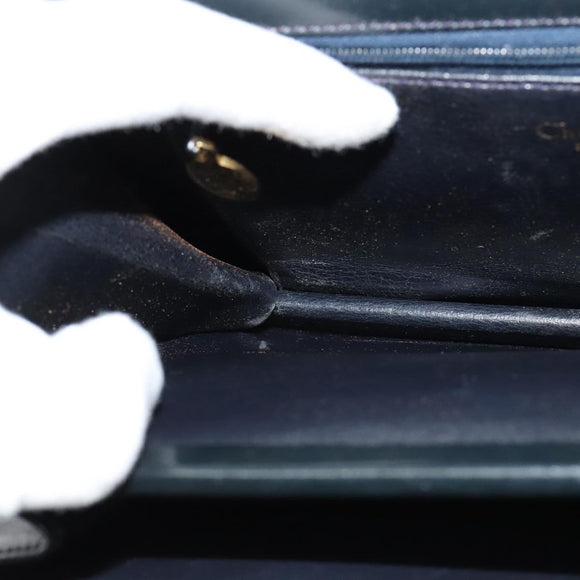 Christian Dior Shoulder Bag Leather Black Gold Auth BA1601