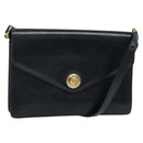 Christian Dior Shoulder Bag Leather Black Gold Auth BA1601-1