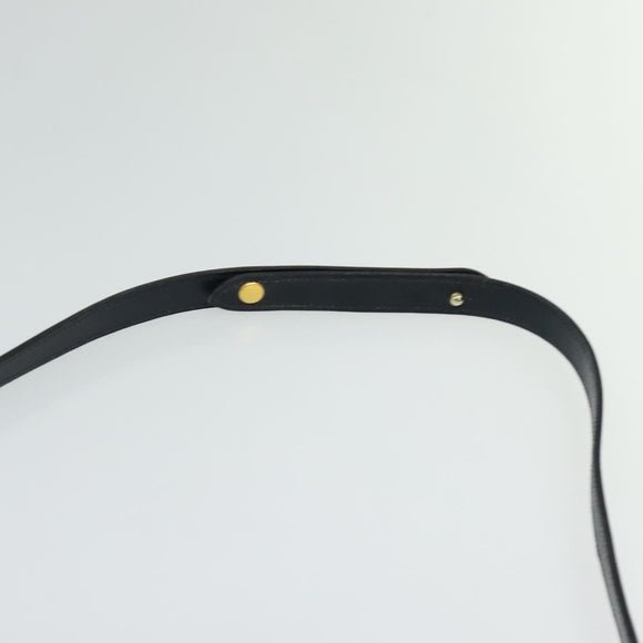 Christian Dior Shoulder Bag Leather Black Gold Auth BA1601