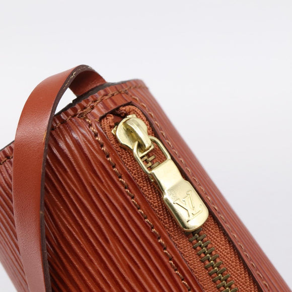 LOUIS VUITTON Epi Soufflot Pouch Brown LV Auth BA16021