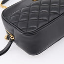 VERSACE Chain Shoulder Bag Leather Black Gold Auth BA16023M-14