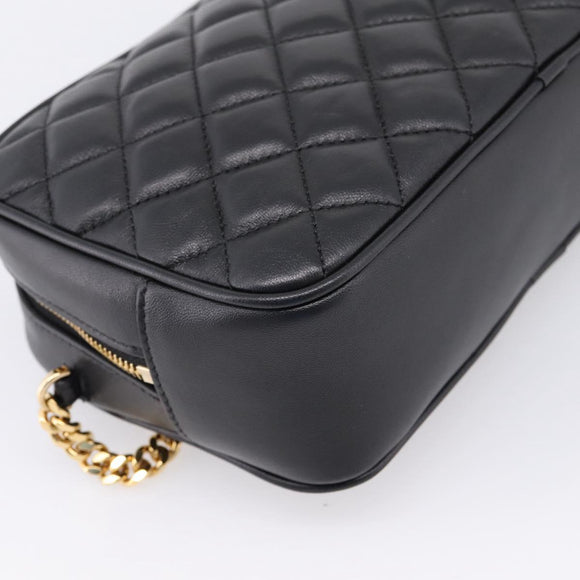 VERSACE Chain Shoulder Bag Leather Black Gold Auth BA16023M