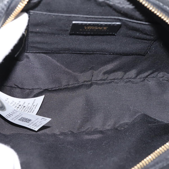 VERSACE Chain Shoulder Bag Leather Black Gold Auth BA16023M