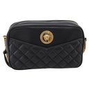 VERSACE Chain Shoulder Bag Leather Black Gold Auth BA16023M-13