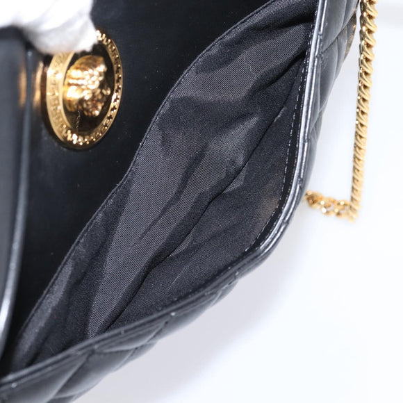 VERSACE Chain Shoulder Bag Leather Black Gold Auth BA16023M