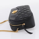 VERSACE Chain Shoulder Bag Leather Black Gold Auth BA16023M-3