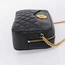 VERSACE Chain Shoulder Bag Leather Black Gold Auth BA16023M-4