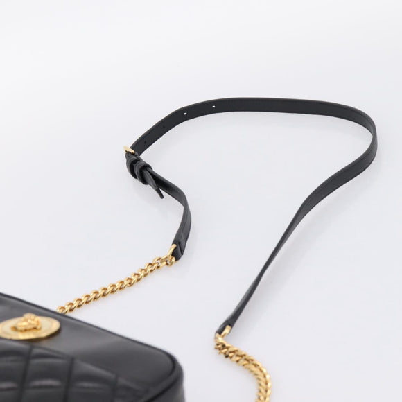 VERSACE Chain Shoulder Bag Leather Black Gold Auth BA16023M