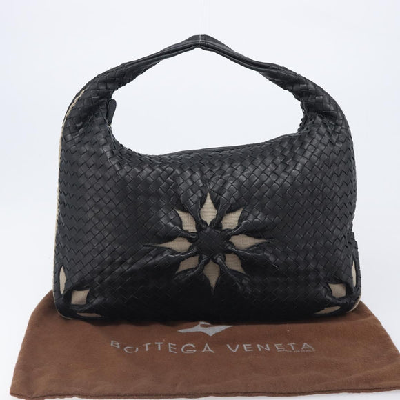 Bottega Veneta INTRECCIATO Hobo Bag Leather outlet Black 115654 Auth BA16024SAV
