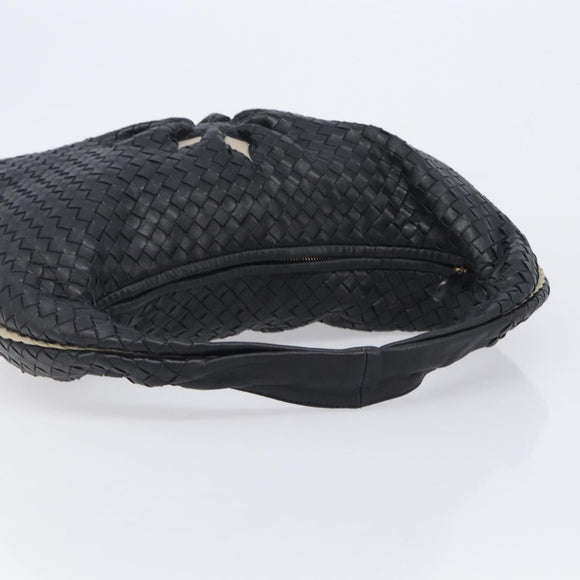 Bottega Veneta INTRECCIATO Hobo Bag Leather outlet Black 115654 Auth BA16024SAV