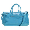 Balenciaga Classic Squash Bag Leather 2way Blue Silver 285698 Auth BA16025M-1