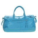 Balenciaga Classic Squash Bag Leather 2way Blue Silver 285698 Auth BA16025M-13