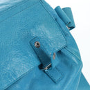 Balenciaga Classic Squash Bag Leather 2way Blue Silver 285698 Auth BA16025M-23