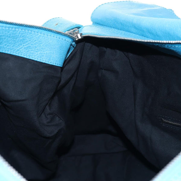 Balenciaga Classic Squash Bag Leather 2way Blue Silver 285698 Auth BA16025M