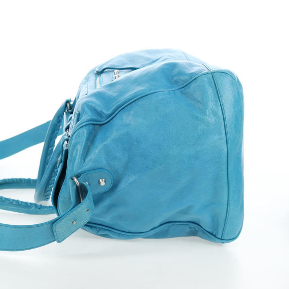 Balenciaga Classic Squash Bag Leather 2way Blue Silver 285698 Auth BA16025M