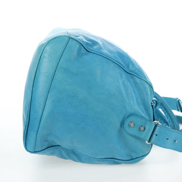 Balenciaga Classic Squash Bag Leather 2way Blue Silver 285698 Auth BA16025M