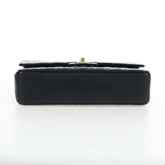 CHANEL Chain Matelasse 25 Shoulder Bag Caviar Skin Black Gold CC Auth BA16026SV