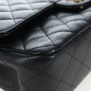 CHANEL Chain Matelasse 25 Shoulder Bag Caviar Skin Black Gold CC Auth BA16026SV-15