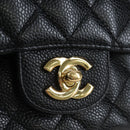 CHANEL Chain Matelasse 25 Shoulder Bag Caviar Skin Black Gold CC Auth BA16026SV-19